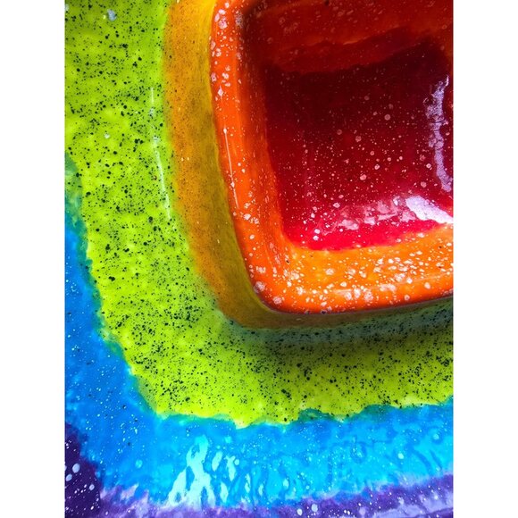Multicolor Ruby Ceramic Dish Cheese and Dip Tray Beautiful and Heavy Made in Ita - Picture 8 of 8